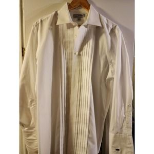paul fredrick dress shirt white 16.5 33 long sheave button down
